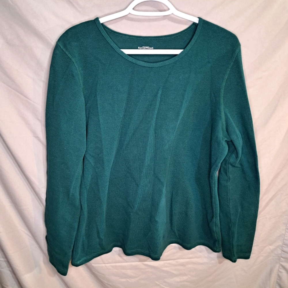 💥2/$10💥Women's Green Long Sleeve Waffle Top Northern Reflections size xl